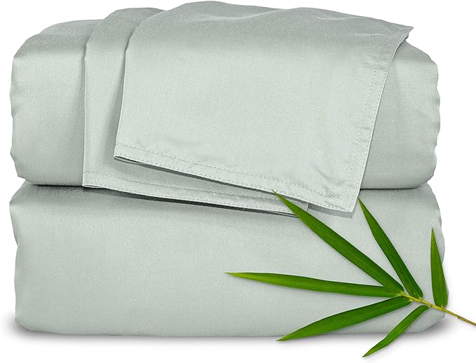 Twin Sheets by Pure Bamboo, Genuine 100% Organic Viscose Derived from Bamboo Bed Sheet Set, Luxuriously Soft & Cooling, Double Stitching, Lifetime Quality Promise (Twin, Sea Glass)