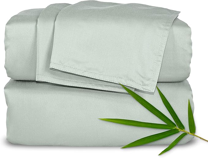 Twin XL Sheets by Pure Bamboo, Genuine 100% Organic Viscose Derived from Bamboo Bed Sheet Set, Luxuriously Soft & Cooling, Double Stitching, Lifetime Quality Promise (Twin XL, Sea Glass)