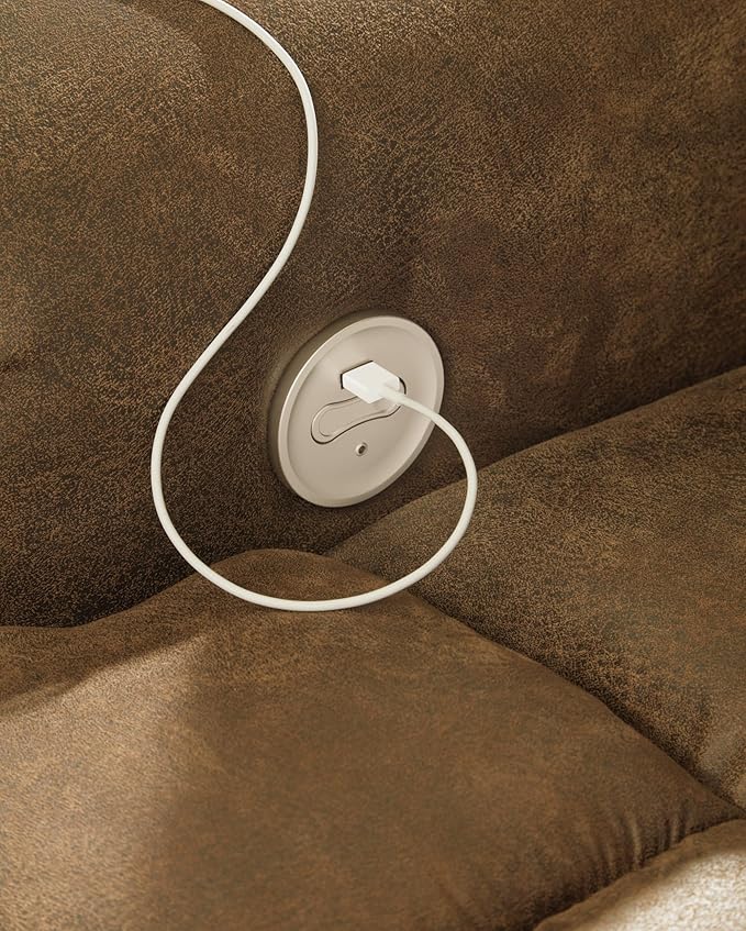 Signature Design by Ashley Boothbay Classic Faux Leather 2 Seat Power Reclining Sofa with USB Ports, Dark Brown