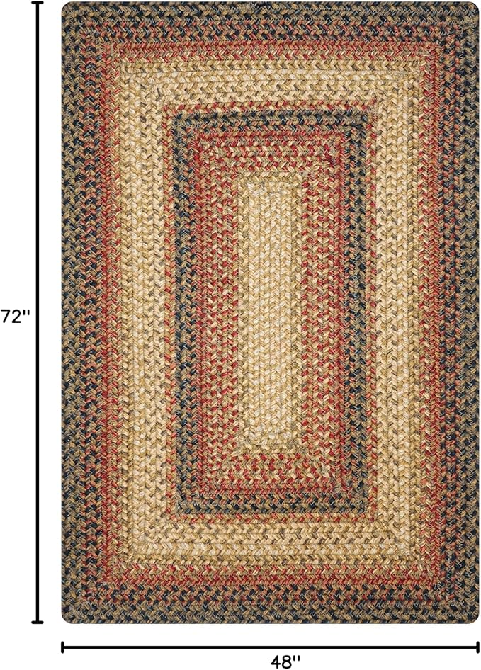 Russet Multi Color Jute Braided Area Rug, 4x6' Rectangle - Warm Country Decor, Perfect for Kitchens and Large Entryways - Durable, Reversible and Easy to Clean