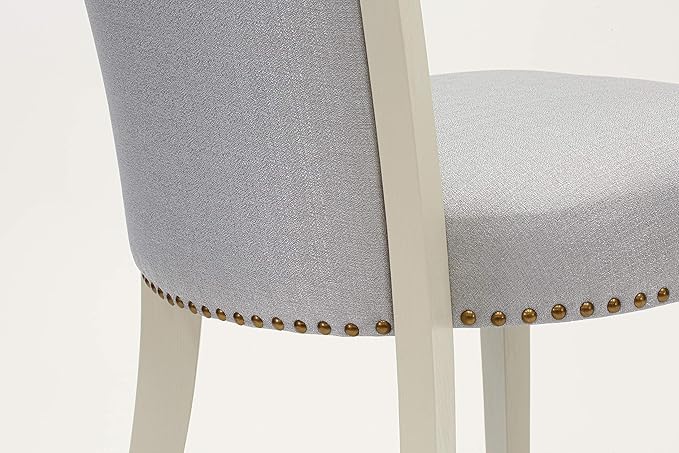 East West Furniture X077VE005-7 7 Piece Dining Table Set Consist of a Rectangle Dining Room Table with X-Legs and 6 Grey Linen Fabric Parsons Chairs, 40x72 Inch, Multi-Color