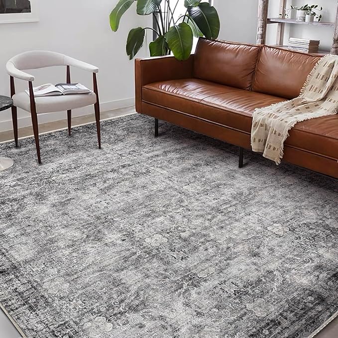 Washable Area Rug 10'x14' Boho Design Non-Shedding Easy Care Ideal for High Traffic Areas in Living Room Bedroom Office Coffee Table Kitchen Large Carpet
