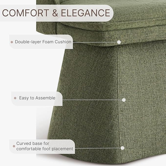 Swivel Dining Chairs Modern Desk Chair Upholstered Linen Fabric Side Chair for Kitchen Dining Room Bedroom,Moss Green,2 Box