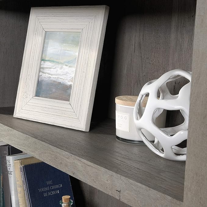 Sauder Select Book Shelf, Bookshelf with Storage, Library Bookcase with Doors and Adjustable Shelves, in Mystic Oak