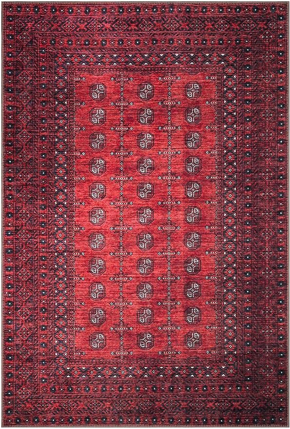 Keen Home Design 6x9 Rug - Machine Washable Area Rug with Non-Slip Backing, Ideal for Living Room, Dining Room, Bedroom - Vintage, Easy Clean, Durable, Low Pile Rug - (6' x 9')