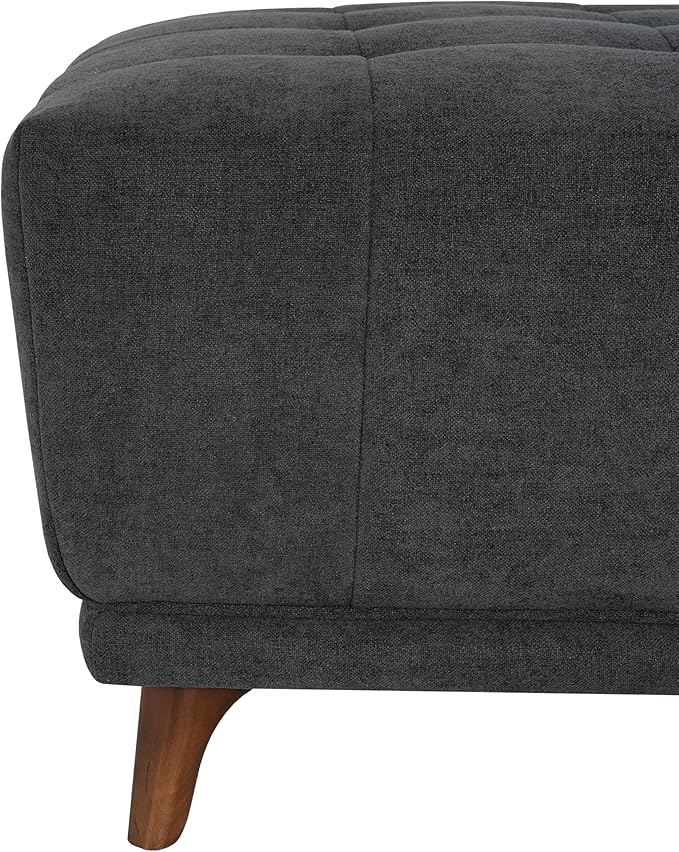 Christopher Knight Home Kinsley Square Ottoman Footstool, Ottoman Chair with Large Seat, Chenille Fabric Upholstery Coffee Table, Modern Side Table for Living Room Bedroom Home Decor, Grey