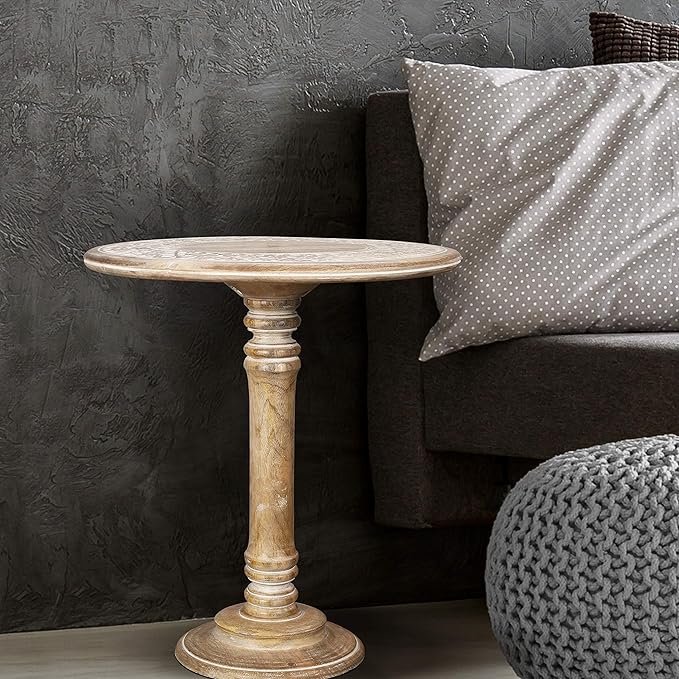 End Tables for Living Room, Wooden End Table, Small Side Table, Nightstand, Bedside Table, Entry Table for Magazines, Books & Plants – 18x22 White Wash