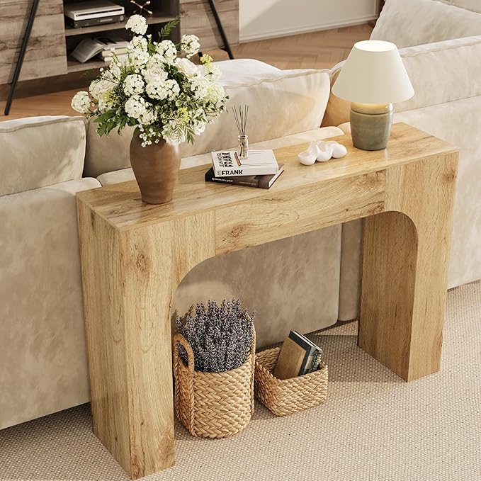 43 Inch Farmhouse Long Console Table, Wooden Sofa Table for Behind Couch, Entryway Furniture for Living Room or Hallway, Foyer Accent in Cracked Oak
