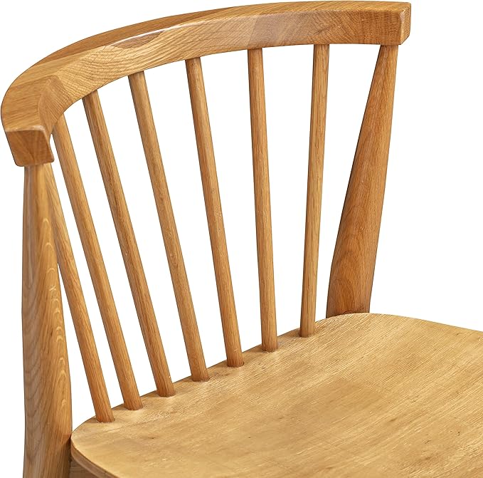 POLY & BARK Ligna Counter Stool Oak– Mid-Century Inspired Stool with Sculpted Spindle Back – Solid American Oak Frame and Engineered Wood Veneered Seat – Fully Assembled and Ready to Use