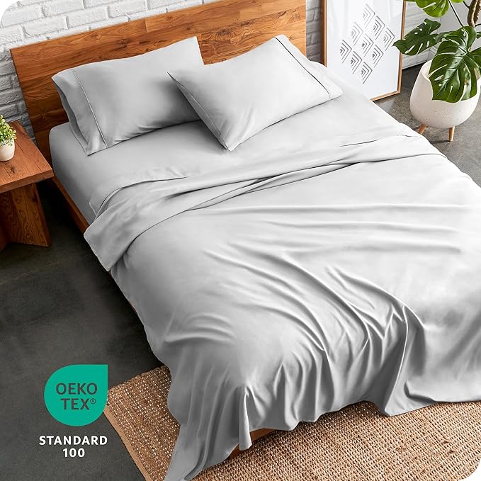 Bare Home Split King Sheet Set - 1800 Ultra-Soft Microfiber Double Brushed - Deep Pockets - 5 Piece Set - 2 Twin XL Fitted Sheets, 1 King Flat Sheet, and 2 King Pillowcases (Split King, Cloud Grey)