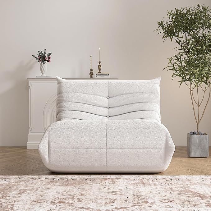 Bean Bag Chair for Adults, Oversized Fireside Chair Comfy Lazy Floor Sofa, Single Seat Sofa Couch Memory Foam Bean Bag Chair for Living Room, Bedroom Apartment Office (Beige)