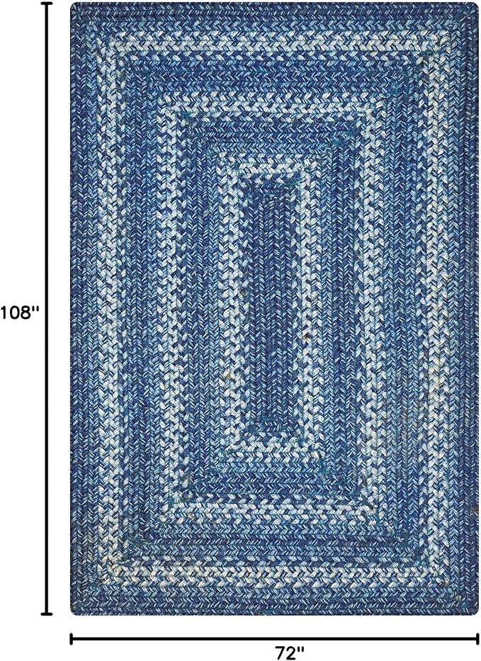 Homespice Denim Jute Blue 6x9' Braided Rug for Living Room, Bedroom Rug and Dining Room. Pet Friendly. Decor Styles- Farmhouse Rug, Rustic, Vintage, Cottage, Primitive, Country, Boho Rug