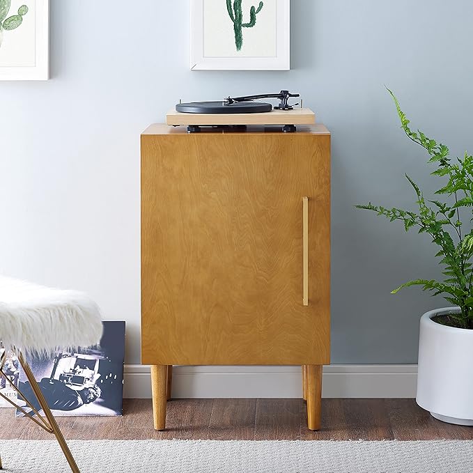 Crosley Furniture Everett Record Player Stand with Storage for Vinyl Records, Acorn
