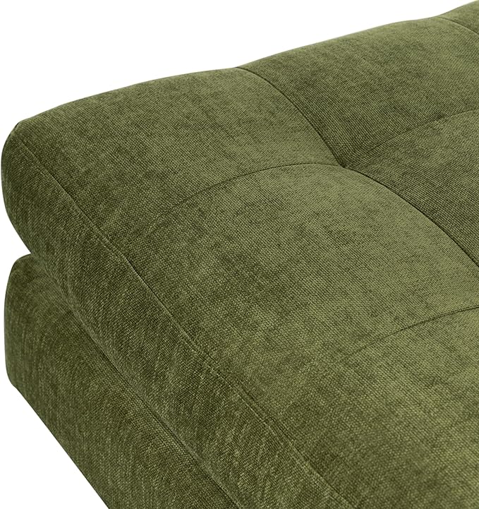 Poly and Bark Napa Velvet Ottoman in Distressed Green