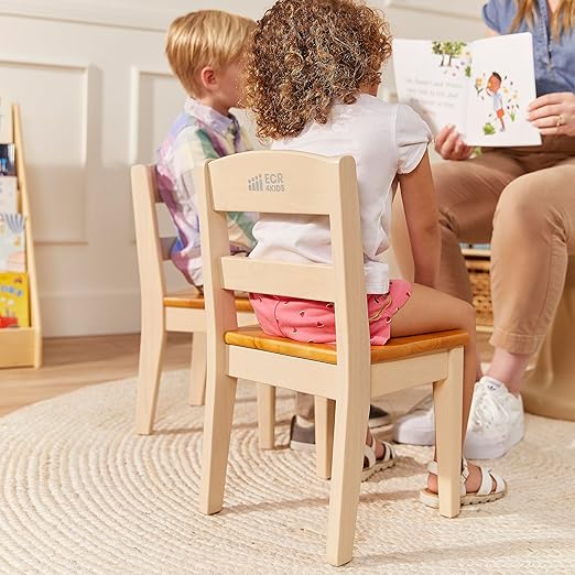 ECR4Kids Hideaway Table and Chair Set, Kids Furniture, Honey/Antique White, 3-Piece