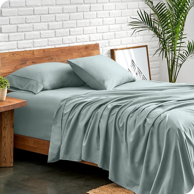 Bare Home Full Sheet Set - Luxury 1800 Ultra-Soft Microfiber Full Bed Sheets - Double Brushed - Deep Pockets - Easy Fit - 4 Piece Set - Bedding Sheets & Pillowcases (Full, Sea Spray)