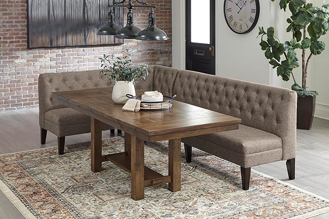 Signature Design by Ashley Moriville Farmhouse 36” x 30” Dining Extension Table, Seats up to 8, Brown