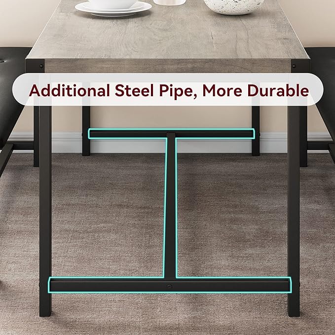 Dining Table Set for 4, Kitchen Table with 2 Upholstered Benches, 3-Piece Dining Room Set for Kitchen, Apartment and Small Spaces, Gray