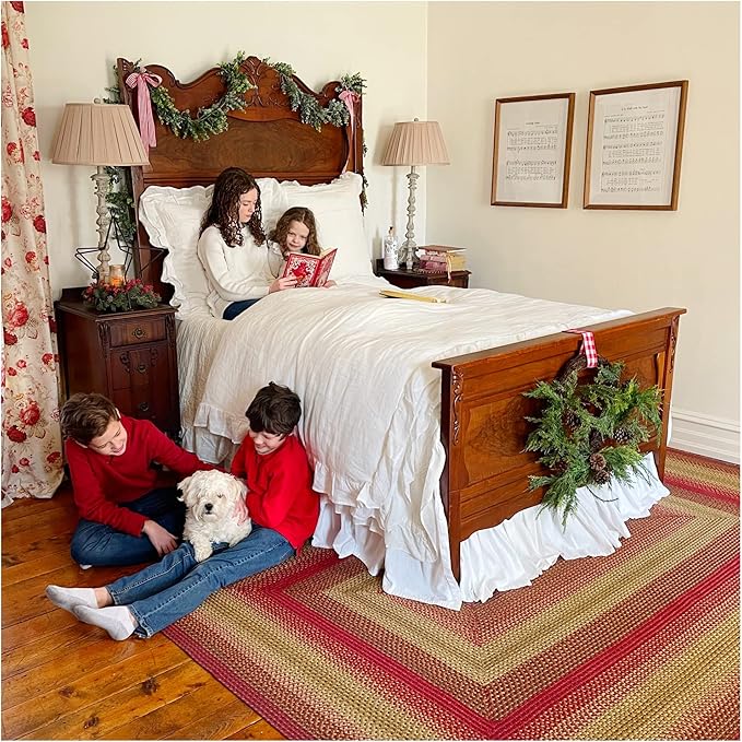 Cider Barn Red Jute Braided Area Rug, 4x6' Rectangle - Warm Country Rustic Decor, Perfect for Kitchens and Large Entryways - Durable, Reversible and Easy to Clean