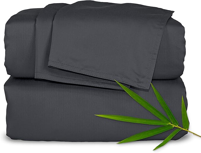 Twin Sheets by Pure Bamboo, Genuine 100% Organic Viscose Derived from Bamboo Bed Sheet Set, Luxuriously Soft & Cooling, Double Stitching, Lifetime Quality Promise (Twin, Charcoal)