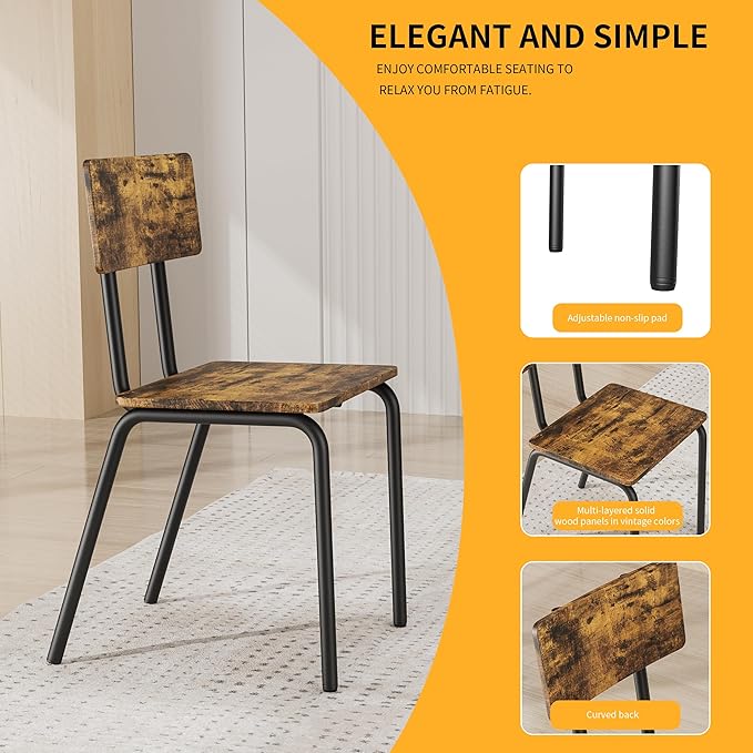 Ball & Cast 5 Pieces Dining Table Set with 4 Chairs,Kitchen Table and Chairs for 4 W/ 43" Rectangle Desk,Living Room Furniture W/Anti-Slip Foot Pads and Corner Protection,for Small Space,Brown