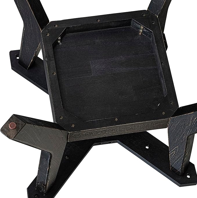 I58-11-TP - A Wood Dining table with a Round Tabletop and Stylish Pedestal, Sand Blasted Black Finish.