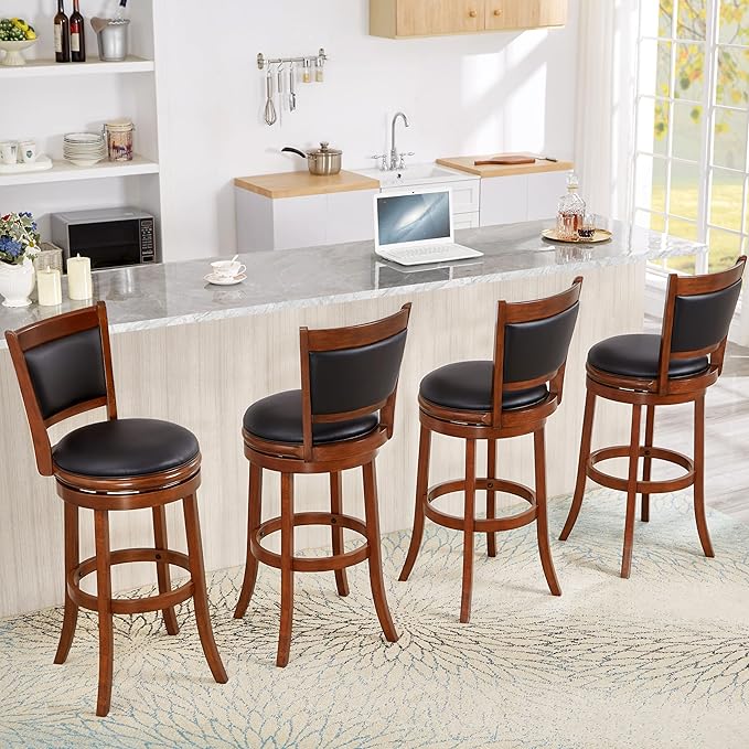 Ball & Cast Swivel Pub Height Barstool 29 Inch Seat Height Cherry Set of 1