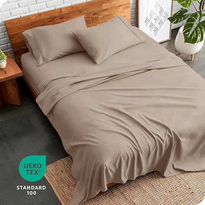 Bare Home Twin XL Sheet Set - 1800 Ultra-Soft Microfiber Twin Extra Long Sheets - Double Brushed - Deep Pockets - Easy Fit - Extra Soft - 3 Piece Set - Bed Sheets & Pillowcases (Twin XL, Pebble)