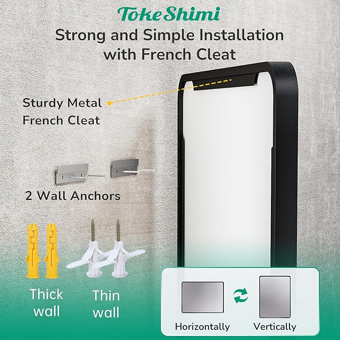TokeShimi 72x36 Black Bathroom Mirror,Tempered Glass,Bathroom Wall Mirror with Seamless Aluminum Frame,Modern Bathroom Vanity Mirror Shatterproof(Horizontal/Vertical)