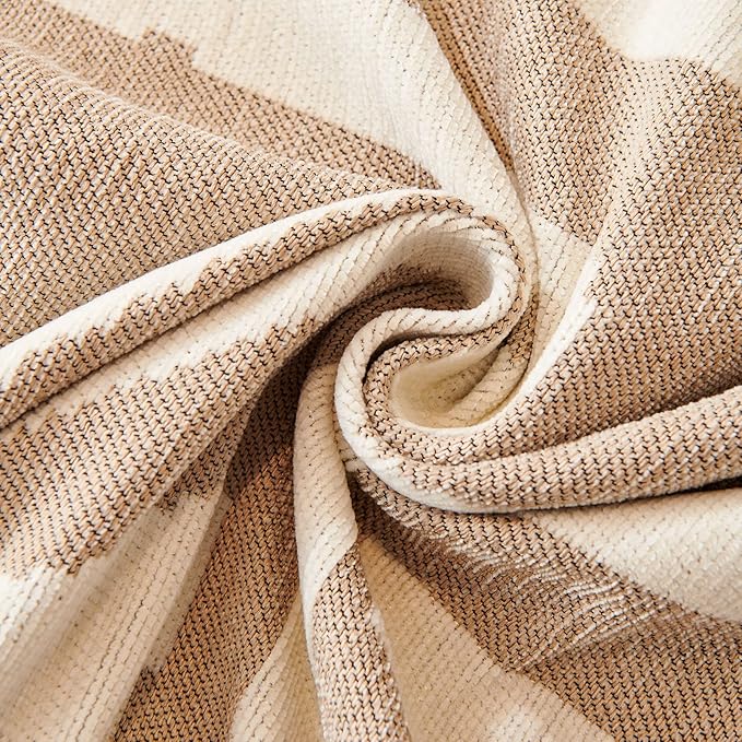 VM VOUGEMARKET Sectional Couch Cover for 3 Cushion Geometric Pattern Chenille Sofa Cover Dog Proof Universal Sofa Slipcover L Shaped Sofa Furniture Protector with Tassels-71 x 134,Khaki