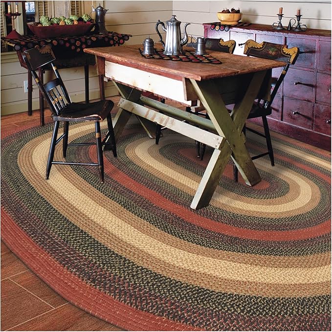 Homespice Highland Multi Color Oval Area Rugs, 5x8' - Handmade with Jute, Warm Country and Lodge Decor, Perfect for Living Rooms and Bedrooms - Durable, Easy to Clean and Pet Friendly