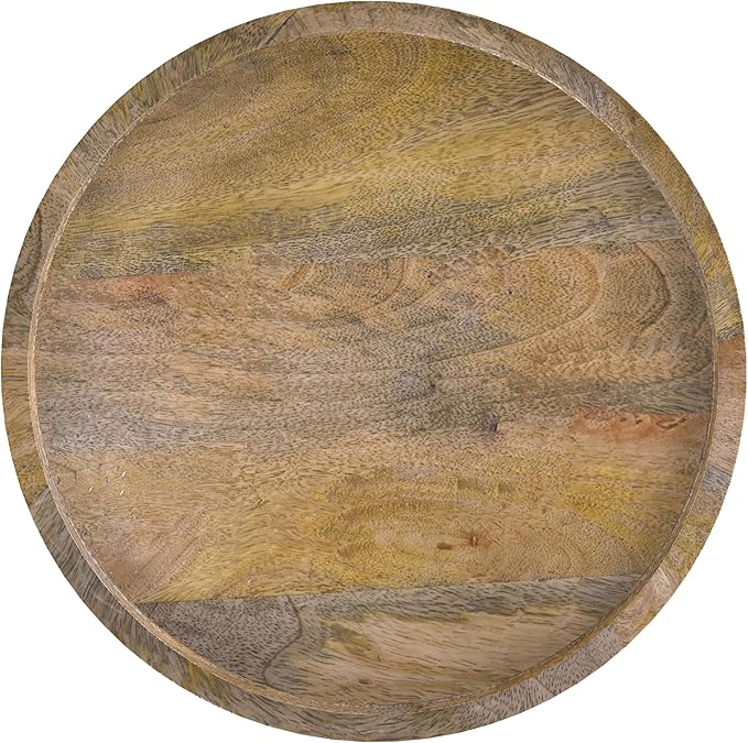 SIMPLIHOME Dayton Solid Mango Wood 13 Inch Wide Round Contemporary Wooden Accent Table in Natural, Fully Assembled, for The Living Room and Bedroom