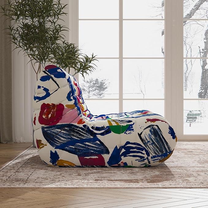 Bean Bag Chair, Loveseat Fireside Chair Bean Bag Sofa Large Bean Bag Chair for Adults, 2 Seater Bean Bag Chairs for Teens with High Density Comfortable Foam, Bean Bag for Living Room (Multicolor)