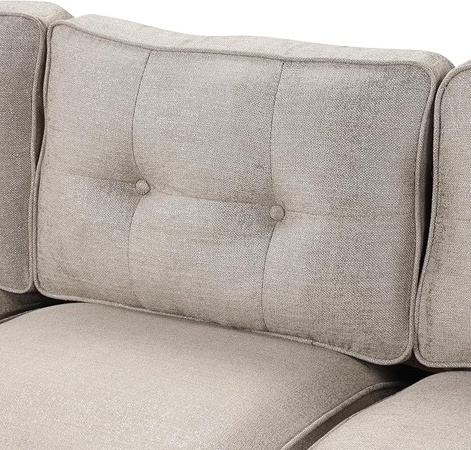 3 Pieses Living Room Sofa Sets Linen Blend Button Tufted Retro Sofa&Couch Include 3 Seaters Couch, Loveseat and Armchair with Waved Armrests and Nailhead Decor for Home Apartment Office