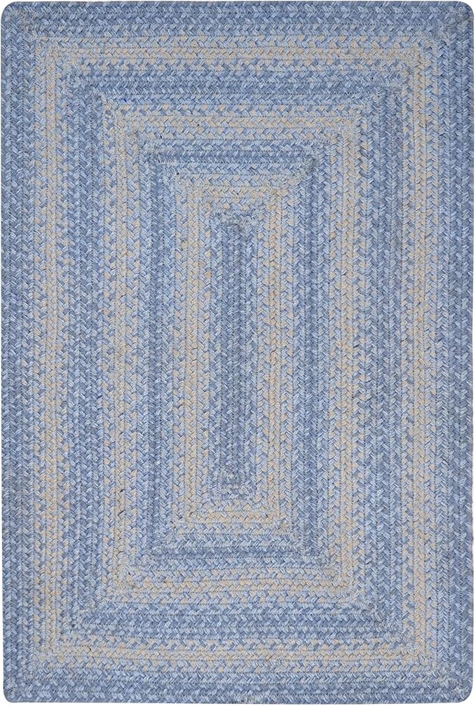 Homespice Sky Blue Jute Braided Rope Rug, 5x8' Rectangle - Country Style Coastal Decor, Perfect for Bedrooms and Living Rooms - Easy to Clean and Pet Friendly