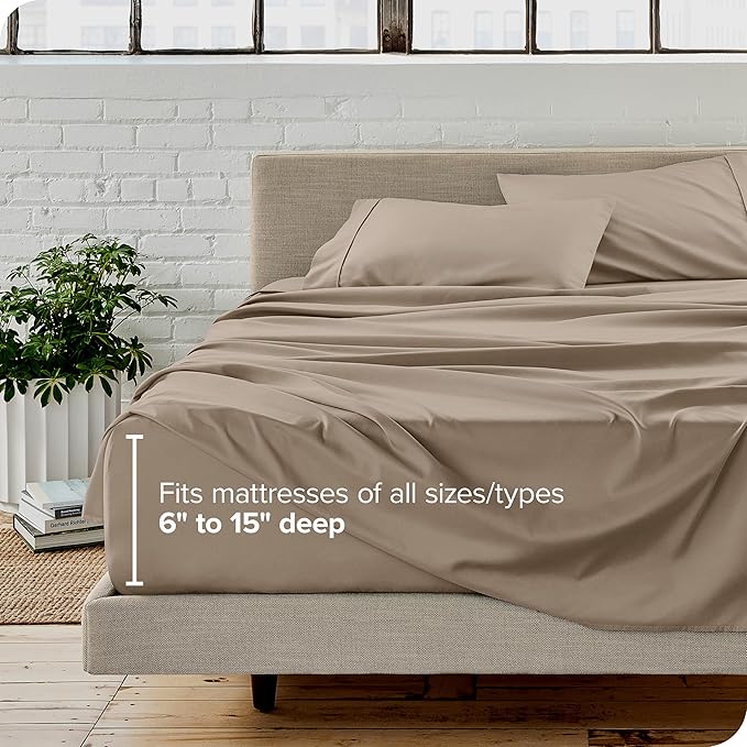 Bare Home Twin XL Sheet Set - 1800 Ultra-Soft Microfiber Twin Extra Long Sheets - Double Brushed - Deep Pockets - Easy Fit - Extra Soft - 3 Piece Set - Bed Sheets & Pillowcases (Twin XL, Pebble)