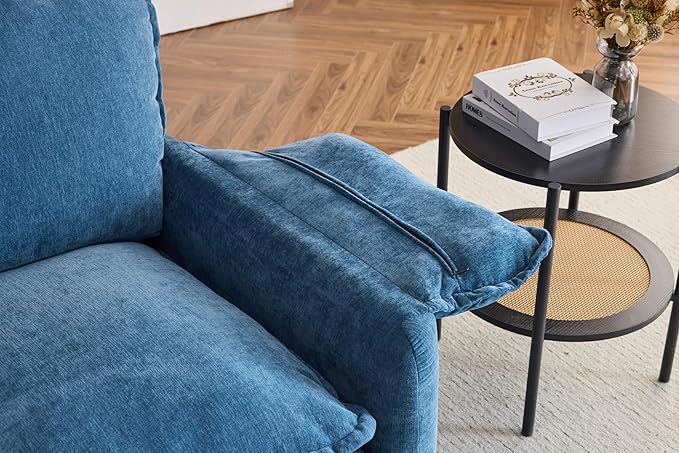 Ball & Cast 38" Oversized Chenille Lounge Chair,Reading Armchair with Thick Comfort Cushions,High Back Support & Wide Seat,Perfect Accent Chair for Modern Living Room,Bedroom,Blue