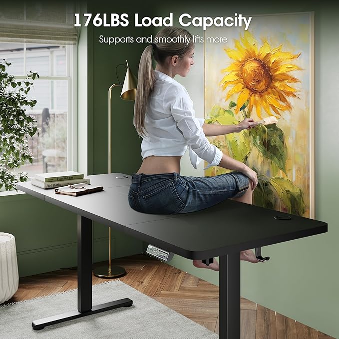 Monomi Electric Standing Desk, 63 x 28 inches Height Adjustable Ergonomic Home Office Sit Stand Up Desk with Memory Preset Controller (Black Top/Black Frame)