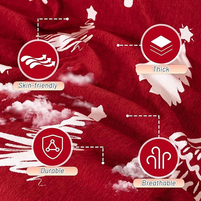 MYSKY HOME 71X134 inches Sofa Christmas Couch Cover, Sectional Sofa Covers Sofa Slipcover for 3 Cushion Couch, L Shape Couch Covers for Dogs, Kids, Washable Sofa Blanket, Furniture Protector, Red