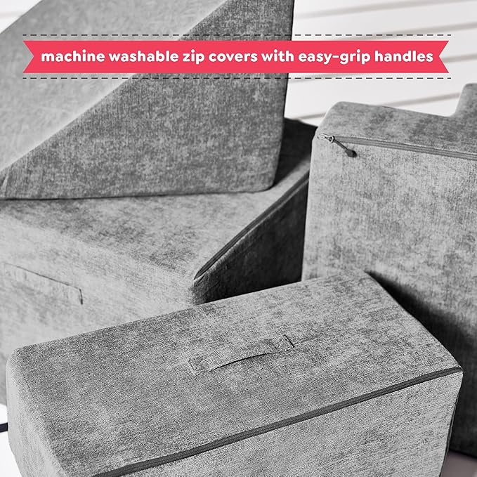 Yourigami Kids and Toddler Play Gym, Playroom Couch Set, Durable Modular Design, Mountain Gray