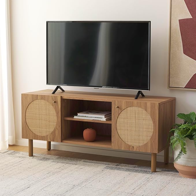SAFAVIEH Home Collection Ophelia Oak Brown 2-Door 2-Shelf Entertainment Media Stand (Fits up to a 50" Flatscreen TV)