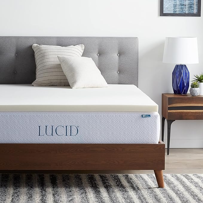 LUCID 2 Inch Traditional Foam Mattress Topper - Hypoallergenic - Ventilated - Conforming Support - King