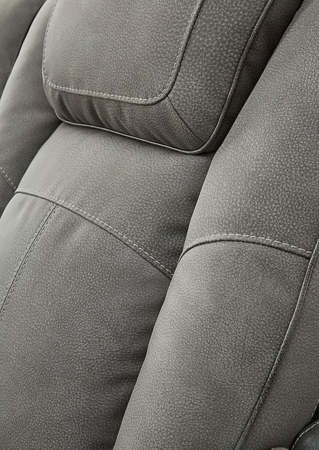 Signature Design by Ashley Next-Gen DuraPella Modern Faux Leather Power Reclining Loveseat with Console & Adjustable Headrest, Gray