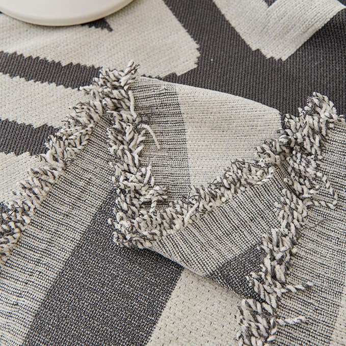 STACYPIK Thick Chenille Boho Sofa Cover Dark Grey Jacquard Geometric Sofa Cover for 1 Cushion Couch L Shape Cover Dog Sofa Protector Non Slip Pet Protector Covers Reversible Sofa Covers-71X71IN