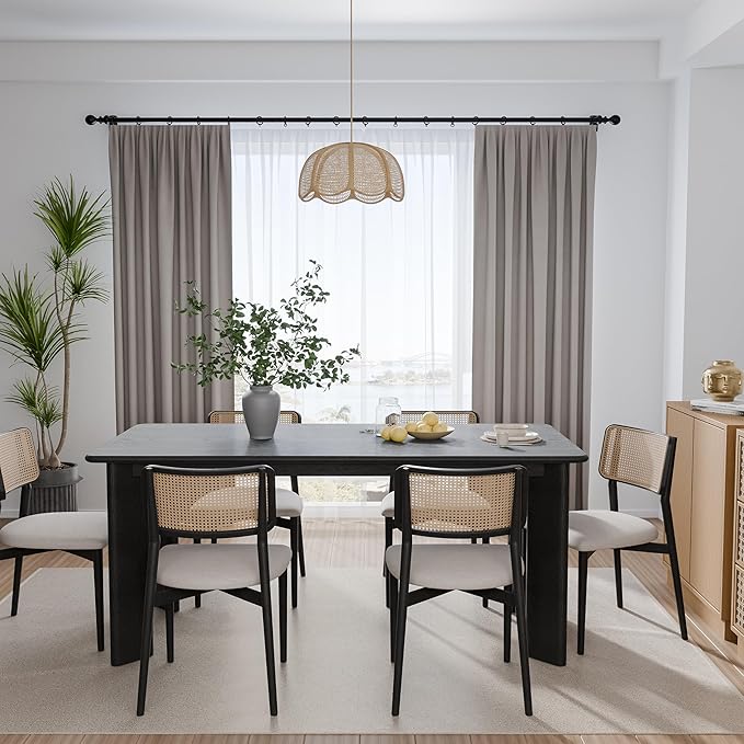 Casaphoria Wood Kitchen Table Set with 6 Chairs, 67" Rectangle Dining Kitchen Table & Chairs Set for 4-6, Modern Farmhouse Dining Table for Living Room, Easy Assembly, Black