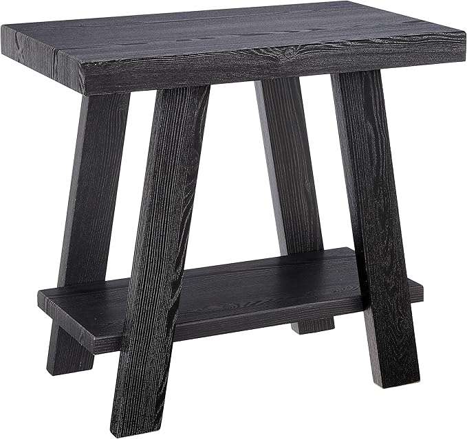 Roundhill Furniture Athens Contemporary Wood Shelf Side Table, Black