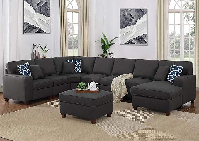 Devion Furniture Philly Sectional Modular Sofa with Ottoman for Living Room, Apartment, Bedroom, Office, Dorm