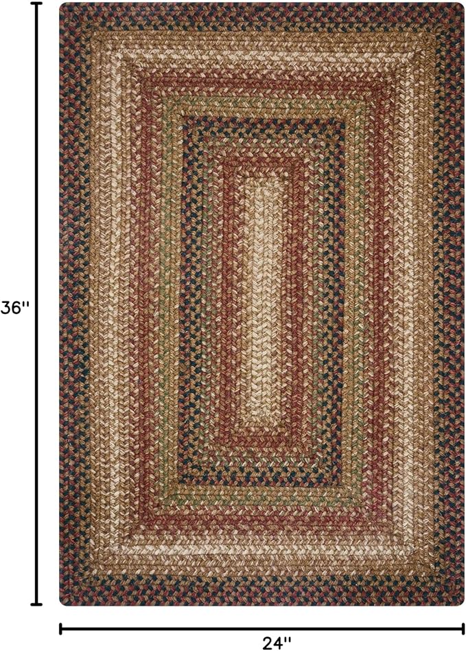 Gingerbread Brown Small Braided Rugs, 2x3' Rectangle - Handmade with Jute, Warm Country Decor, Perfect for Bathrooms and Entryways - Durable and Easy to Clean