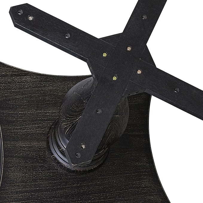 I52-11-TP Wooden Breakfast Table with Acacia Wood Round Tabletop and Stylish Pedestal Base - Sand Blasted Black Finish