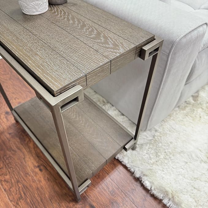 Roundhill Furniture Corbeta Living Room, Side Tables, Aged Graphite